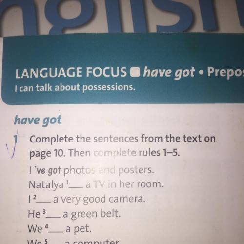 Complete the sentences from the text on page 10. Then complete rules 1-5.