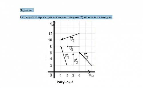 Задание: Определите проекции векторов (рисунок 2) на оси и их модули.