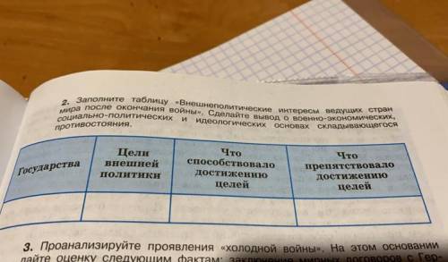 2. Заполните таблицу «Внешнеполитические интересы ведущих стран мира после окончания войны». Сделайт