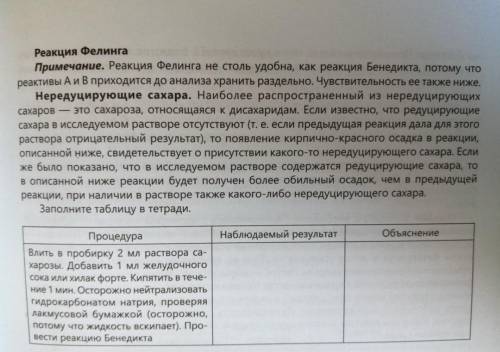 Реакция Фелинга Напишите наблюдаемый результат и объяснение