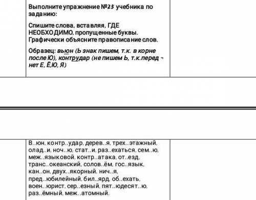 Выполните упражнение 25 учебника по за да нию:Спишите слова, вставляя, ГДЕНЕОБХОДИМО, пропущенные бу