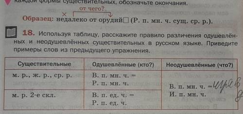 используя таблицу Расскажите правила различения одушевлённых и неодушевлённых существительных в русс