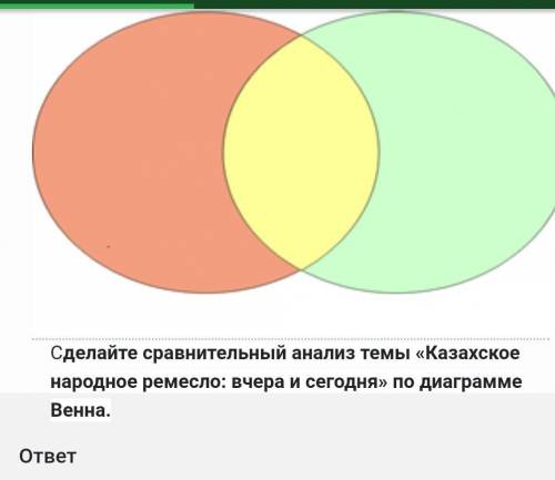 Сделайте сравнительный анализ темы «Казахское народное ремесло: вчера и сегодня» по диаграмме Венна.