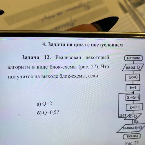 4. Задачи на цикл с постусловием Задача 12. Реализован некоторый начало алгоритм в виде блок-схемы (