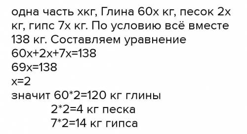 Для приготовления фарфора смешивают белую глину песок и гипс в отношении 60:2:7 Сколько нужно взять