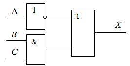 По предложенноей схеме найти Х, если А=1, В=0, С=0.