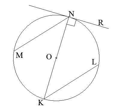 Дано: MN=KL=10см;∢MNK=60°. Найти: диаметр см; ∢MNR= °; ∢NKL= °.