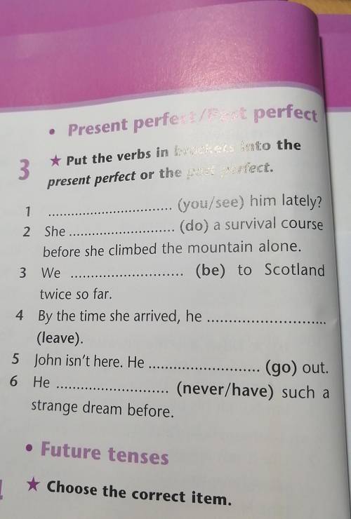 Put the verbs in brackets into the present perfect or the past perfect.​