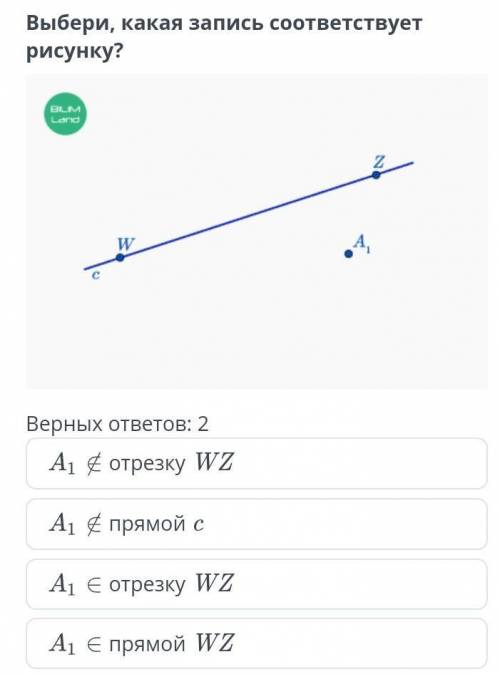 Выбери, какая запись соответствует рисунку? Верных ответов: 2отрезку WZпрямой cотрезку WZпрямой WZ​