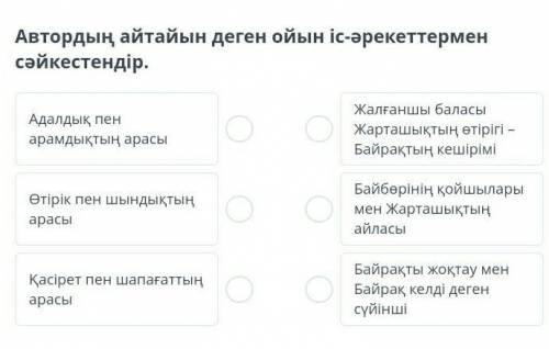 Автордың айтайын деген ойын іс-әрекеттермен сәйкестендір​