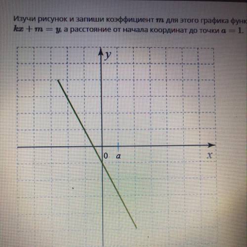Изучи рисунок и запиши коэффициент m для этого графика функции. Формула линейной функции — kx +m= у,