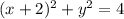 (x + 2) {}^{2} + y {}^{2} = 4