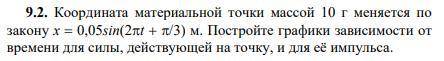 желательно, чтобы было написано на листе :( Координата материальной точки массой 10 г меняется по за