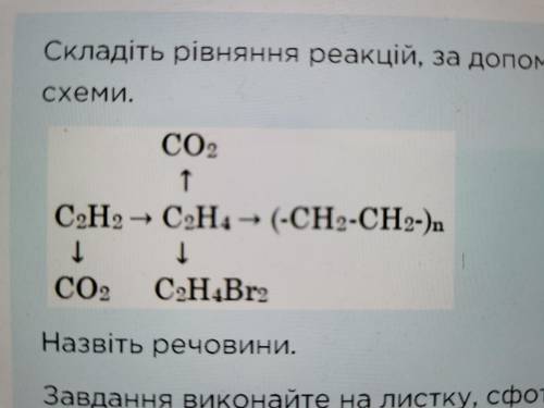 Складіть рівняння реакцій, за до яких можна здійснити перетворення відповідно до схеми. Назвіть речо