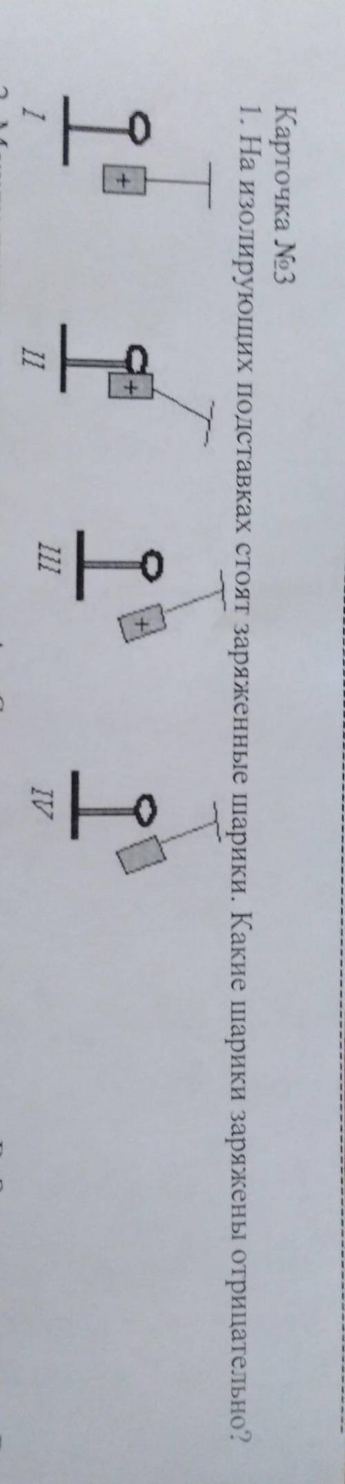 На изолирующих подставках стоят заряженные шарики, какие шарики заряжены отрицательно​