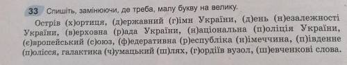 Спишіть, замінюючи, де треба, малу букву на велику. ​