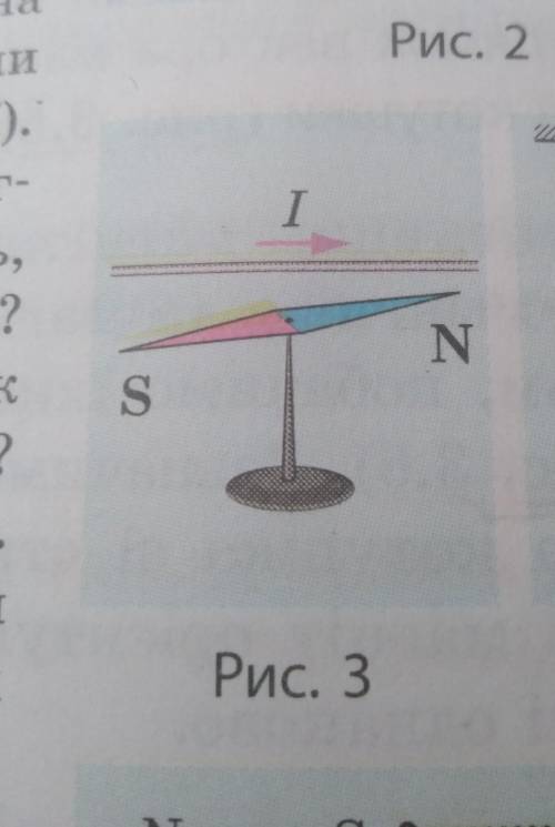 Яким полюсом має повернутися до нас магнітна стрілка(рис.3)? Чи зміниться відповідь, якщо стрілку ро