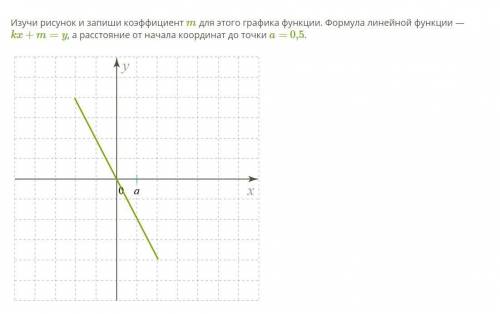 Изучи рисунок и запиши коэффициент m для этого графика функции. Формула линейной функции — kx+m=y, а