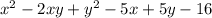 x^{2} - 2xy + y^{2} - 5x + 5y - 16