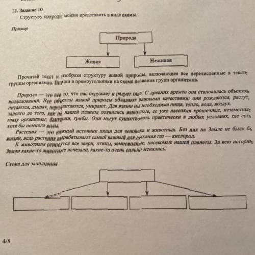 13. Задание 10 Структуру природы можно представить в виде схемы. Пример Природа Живая Неживая Прочит