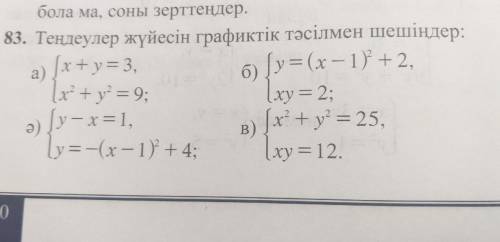 На 83-ем нужно решить систему уравнений графическим На 86-ом нужно выяснить, синонимы ли эти системы