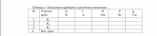 Снимите показания приборов, ввполнтв необхадимые расчеты, (по рисунку) занесити их в таблицу.