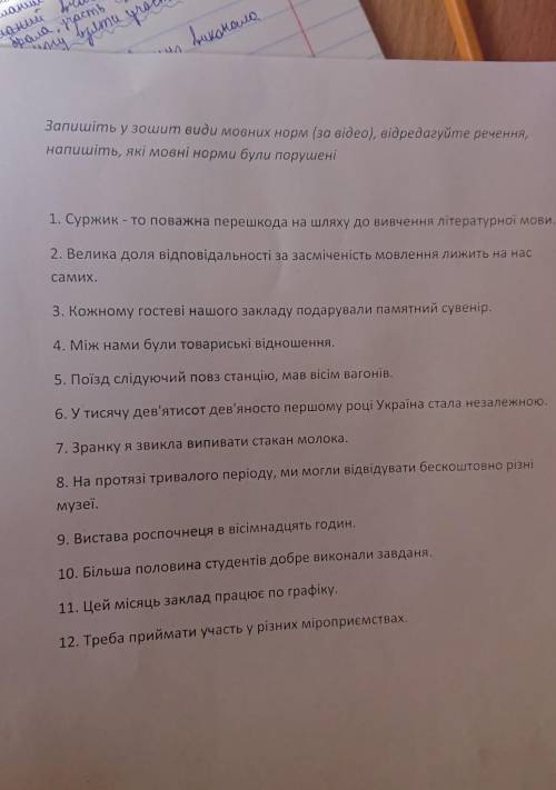 відрагуйте речення, запишіть правило, назвіть які норми мовні були порушень1. Суржик- то поважна пер