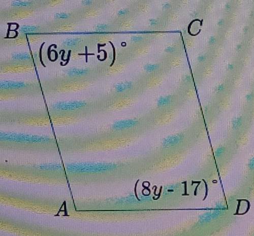 Свойства параллелограмма ABCD параллелограмм найти угол B и D угол B (6 Y + 5)°угол D (8 Y - 17)°