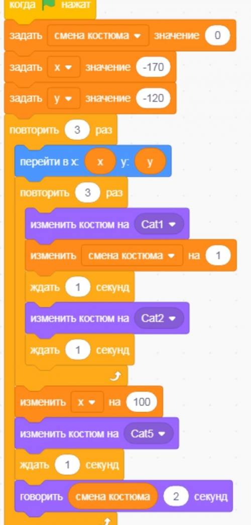 Какие числа проговаривает Кот при выполнении программного кода:ответьте