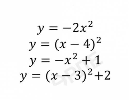 Y=(x-4)^2y= -x^2+1y=(x-3)^2+2 постройте графики функций