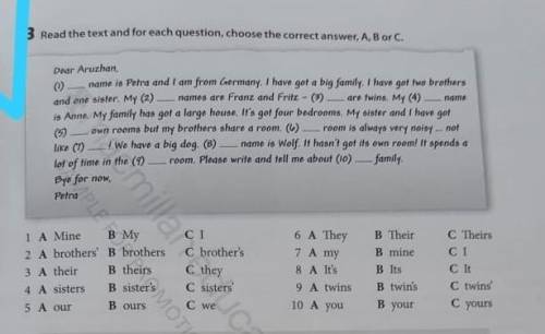 Read the text and for each question choose the correct answer a b or c ​