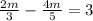 \frac{2m}{3} - \frac{4m}{5 } = 3