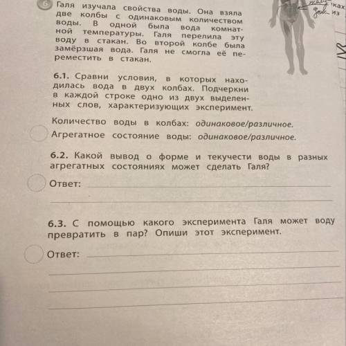 Галя изучала свойства вода, оил вяла две колба с одинаковыми количеством води, В одной бала Вода ион