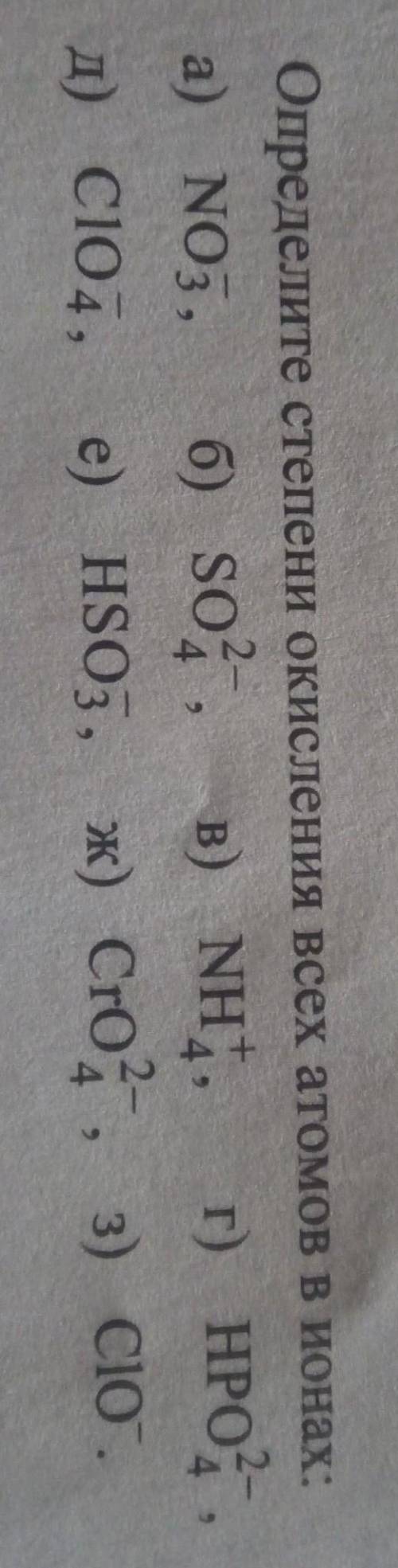 Определите степени окисления всех атомов в ионах.