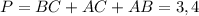 P = BC + AC + AB = 3,4