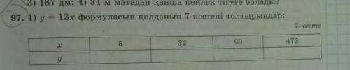 Y=13x формуласын қолданып 7 кестені толтырыңдар​