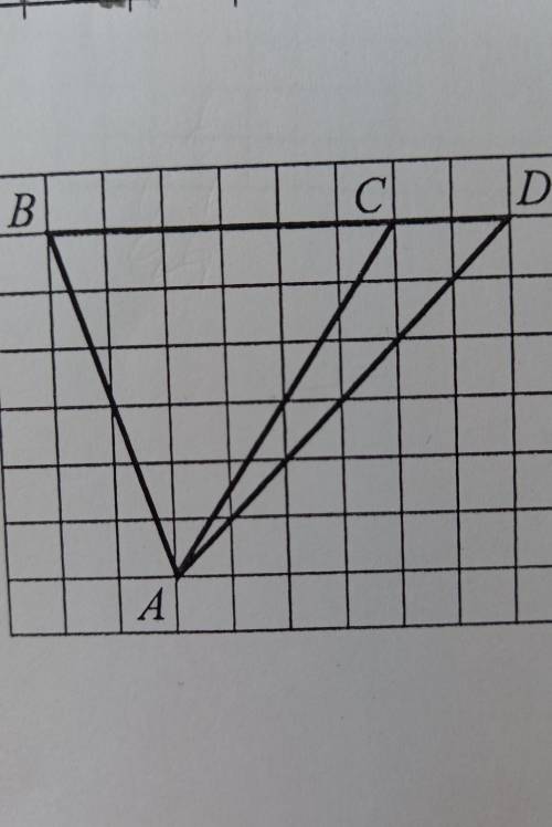 На клетчатой бумаге с размером клетки 1х1 нарисованытреугольники ABC и ACD. Найдите длину их общейВЫ