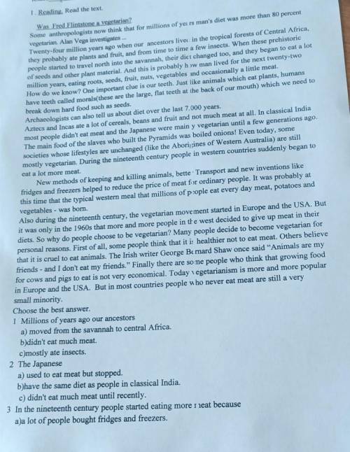 с английским . а то я тупой ) вопросы ещё 3) b) it was popular to eat the same things every day c )
