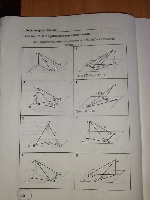 таблица 10.12 перпендикуляр и наклонная AA1 перпендикуляр к плоскости альфа AB и AC наклонные. Найди