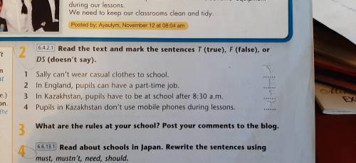 Read the text and mark the sentences true or false or ds my school has a lot