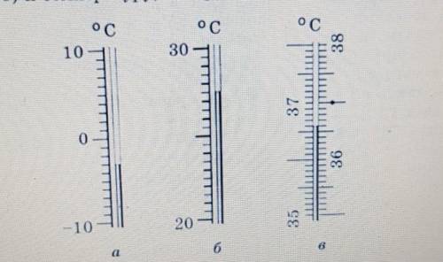 Определите цену деления шкалы каждого из термометров смотреть рисунок (a, б, в ) и температуру котор
