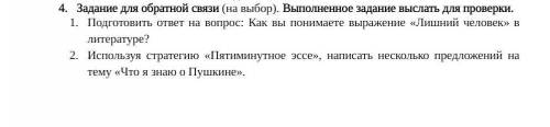 Используя стратегию «Пятиминутное эссе», написать несколько предложений на тему «Что я знаю о Пушкин