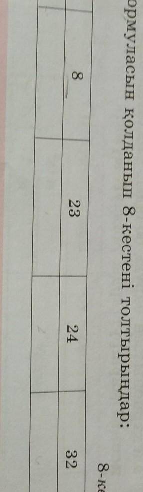 Х = 8у формуласын қолданып 8-кестені толтырыңдар​