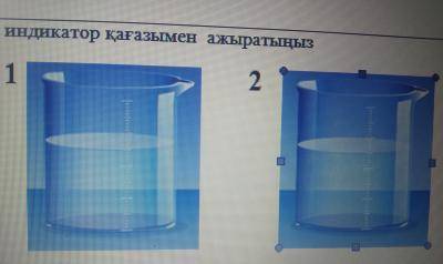 Төмендегі стақанға натрий гидроксиді, тұз қышқылы ерітінділері құйылған. Қай стақанда, қай заттың ер