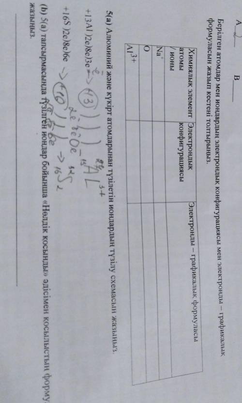 Na+, O, AI 3+ электрондық конфигурация және графикалық формуласы тауып беріндерш өтініш ​