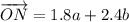 \overrightarrow {ON} = 1.8a + 2.4b