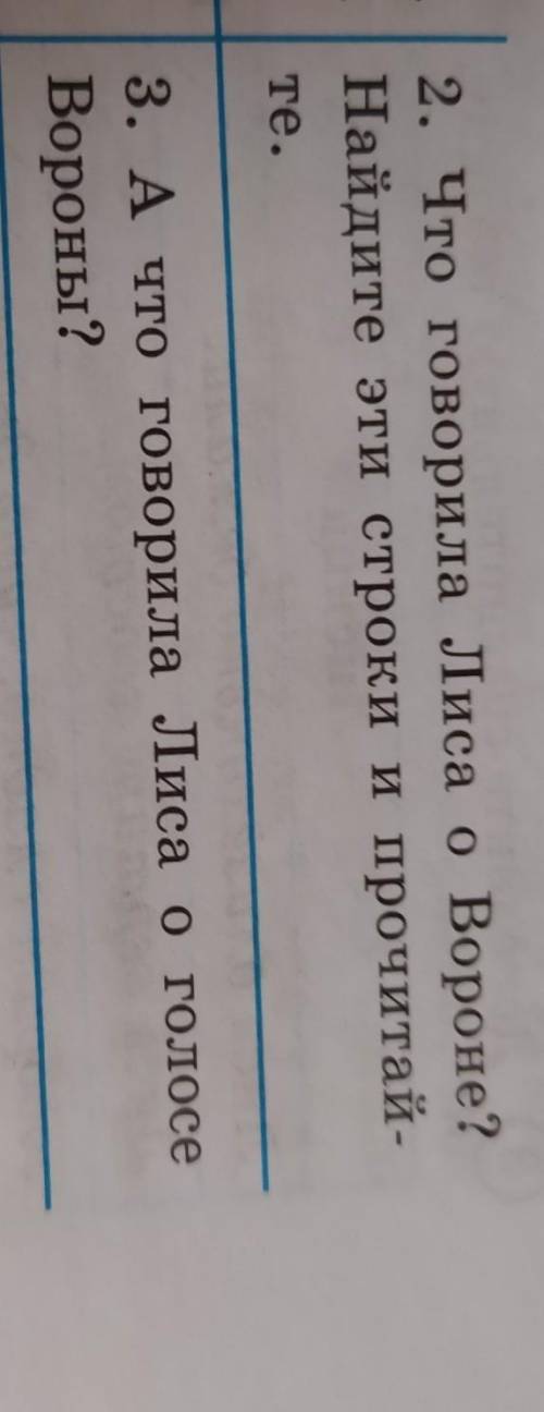 2. Что говорила Лиса о Вороне?Найдите эти строки и прочитай-те.​