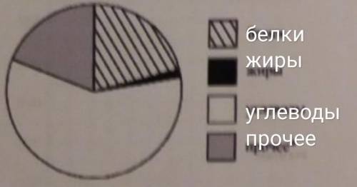 На диаграмме показано содержание питательных веществ в фасоли. Определите по диаграмме, сколько прим