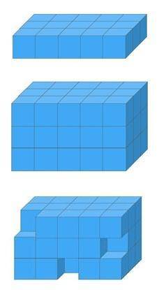 Сложили фигуру из одинаковых кубиков, а затем положили на неё сверху ещё две такие же фигуры из куби