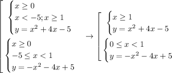 \displaystyle\left[\begin{gathered}\begin{cases}x\geq0\\x